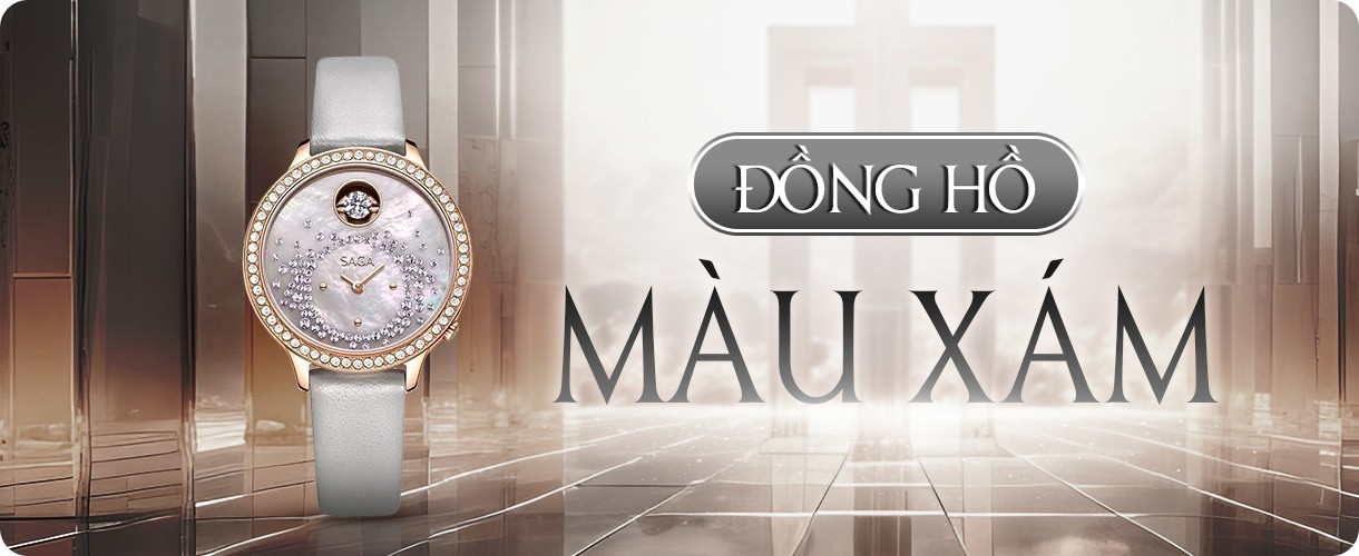 Đồng hồ màu xám thời trang, thanh lịch, chính hãng 100%
