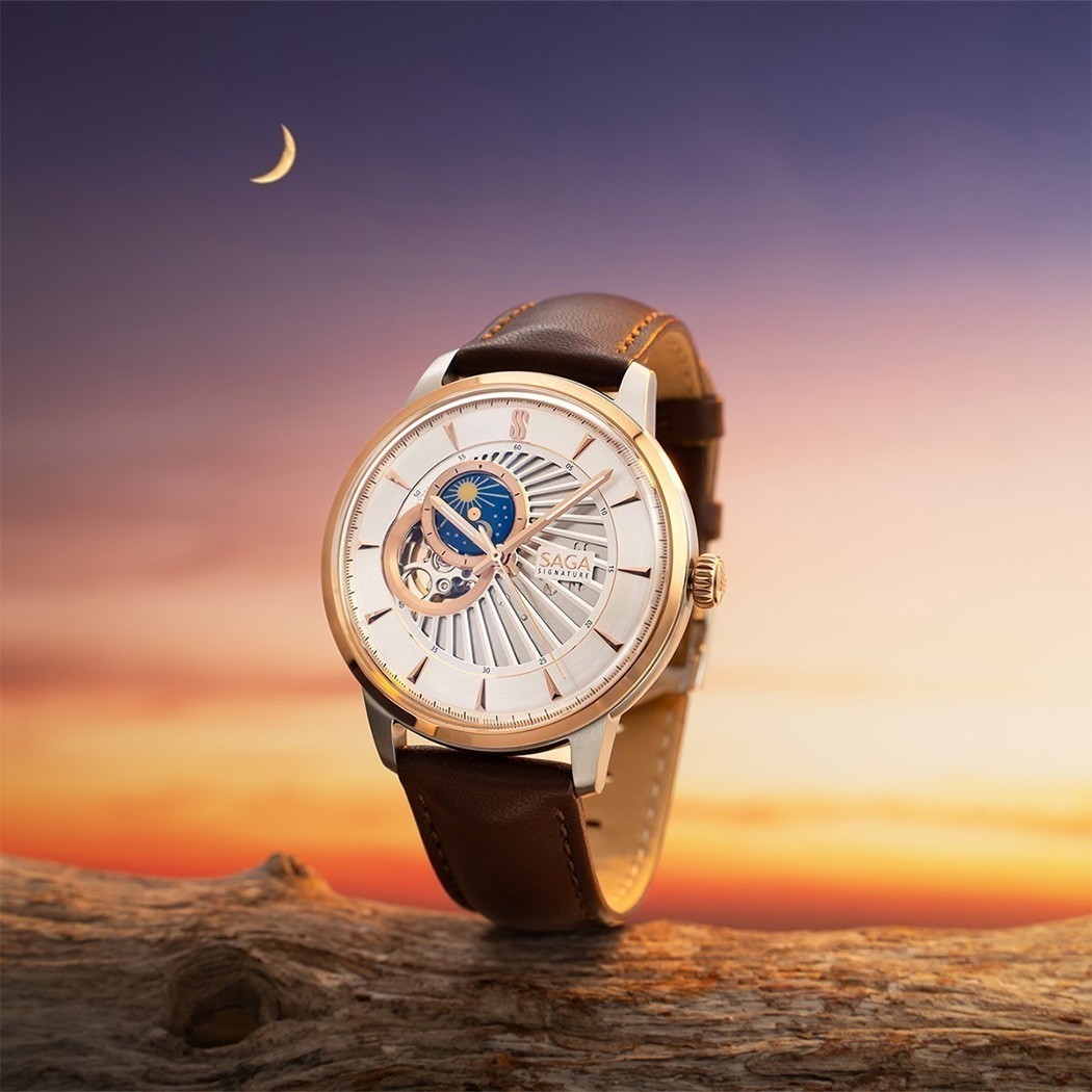 Dress Watch – Bí quyết tạo dấu ấn đẳng cấp quý ông 11 Đồng hồ nam Saga Open heart dây da nâu
