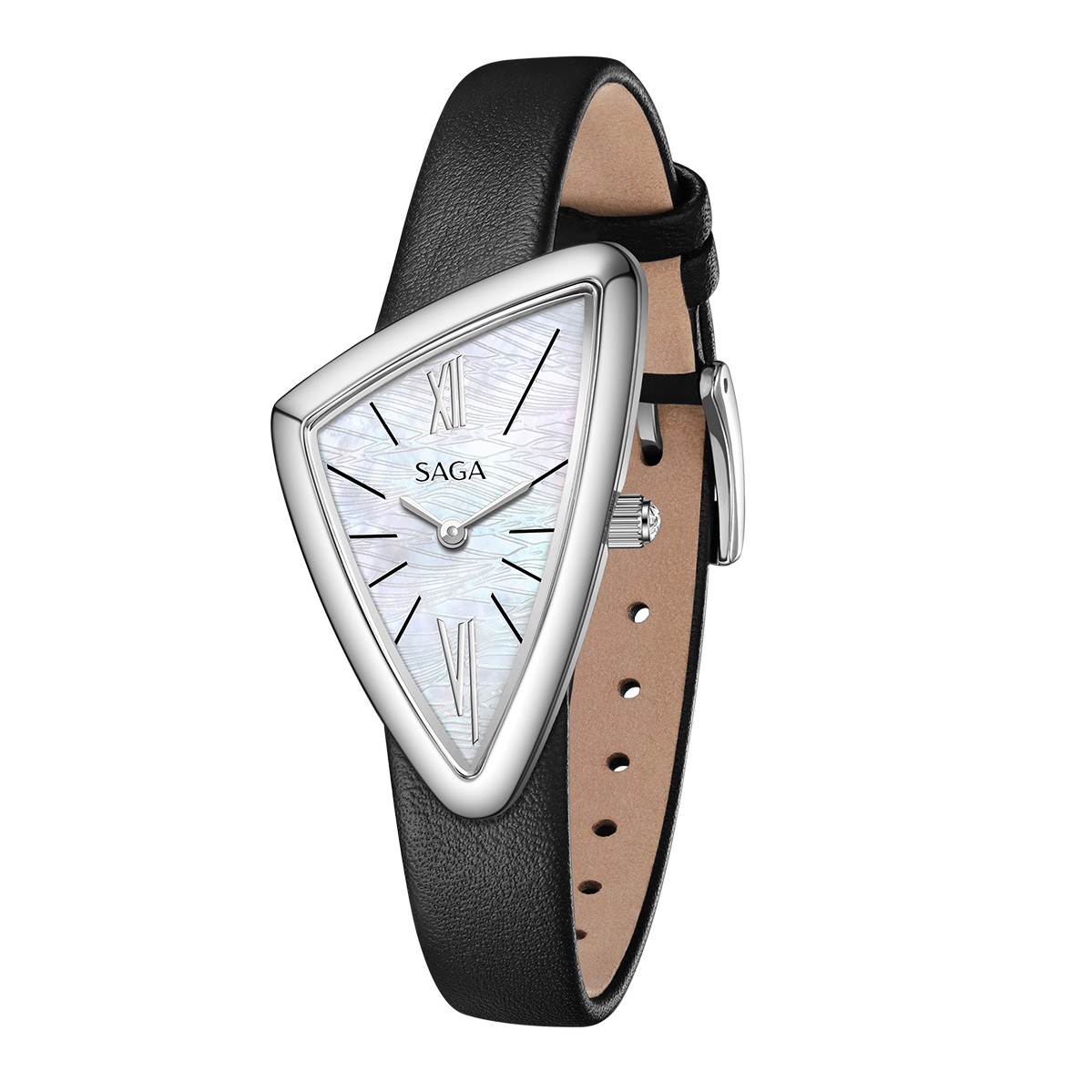 Saga Triangle 80746-SVMWBK-2 – Mặt số tam giác, Xà cừ, Chống nước 3ATM 2 Saga 80746-SVMWBK-2 - chính diện