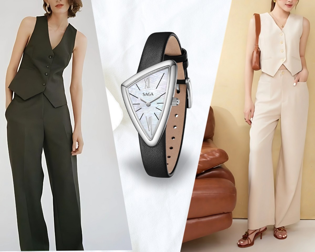 Saga Triangle 80746-SVMWBK-2 – Mặt số tam giác, Xà cừ, Chống nước 3ATM 11 Saga Triangle 80746-SVMWBK-2 phối với phong cách Minimalism