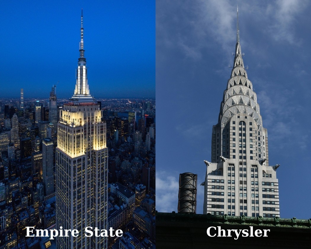 Art Deco là gì? 5 cách thể hiện trên đồng hồ cao cấp 2 Hai tòa nhà Empire State và Crysler theo phong cách Art Deco