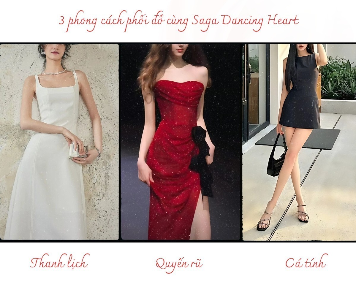 Saga Dancing Heart 53766-RGMWRD-2 – Mặt số 34mm, đính đá, dây da đỏ, mạ vàng hồng 9 Ba phong cách phối đồ cùng Saga 53766-RGMWRD-2