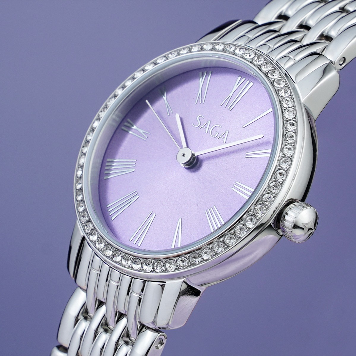 Saga Stella Chance 53578-SVVTSV-2 – Nữ – Quartz (Pin) – Mặt Số 30mm, Kính Cứng, Chống Nước 3ATM 7 Đồng hồ Saga 53578-SVVTSV-2 đính đá Swarovski