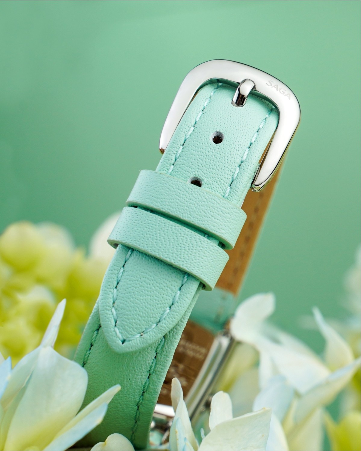 Dây da xanh mint của Saga 71836-SVWHGR-2