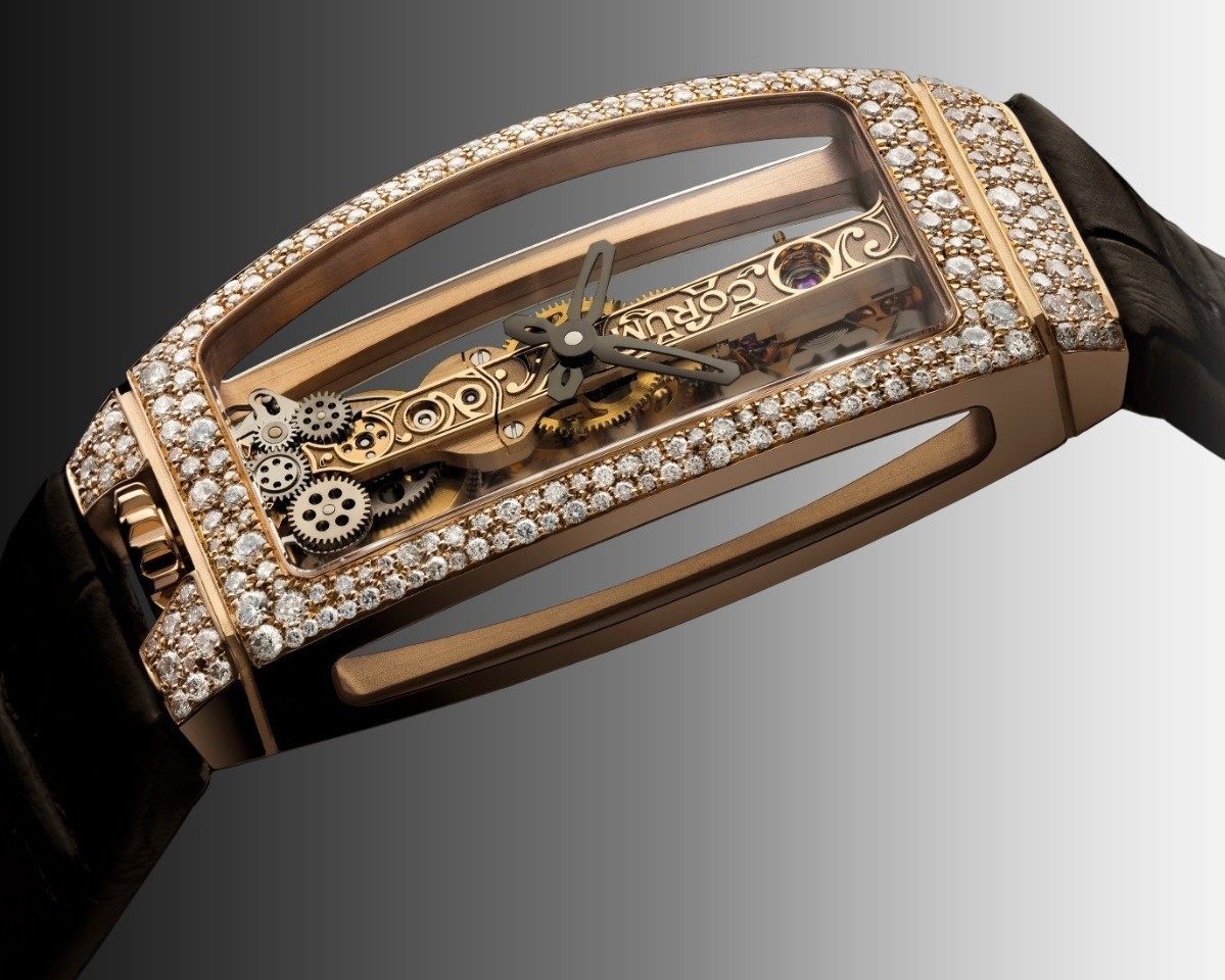 Saga Stella 53623-RGBCFBCF-2 – Mặt số 34.5mm, dây đeo đính đá, mạ vàng hồng 6 Đòng hồ Corum Golden Bridge