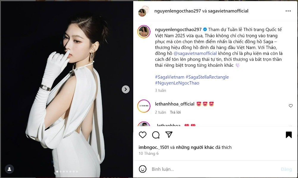 Á hậu Nguyễn Lê Ngọc Thảo diện Saga tại AVIFW SS25 2 Dòng trạng thái của Á hậu Ngọc Thảo trên Instagram