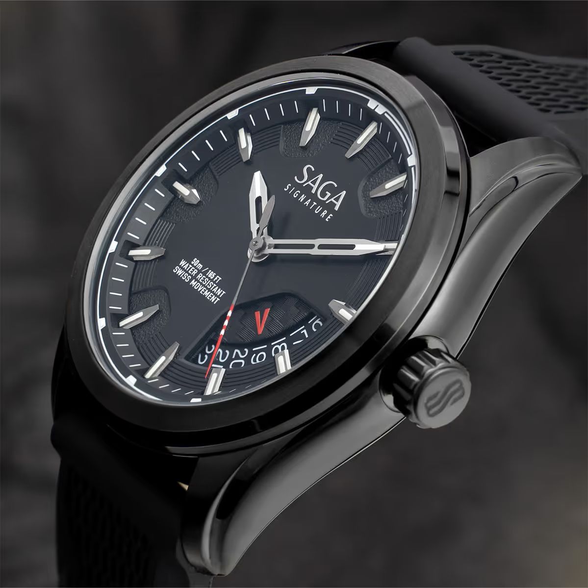 Saga 13568-IPBBKPUB-2 - Mặt Số 42mm, Kính Sapphire, Chống nước 5ATM 4 Saga 13568-IPBBKPUB-2 - Thiết kế dáng kim khoét tinh tế
