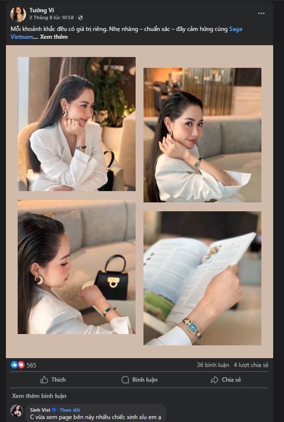 Tường Vi diện Saga - Ngôn ngữ cá tính riêng biệt của riêng Nàng 3 Phong cách Menswear nổi bật cùng chiếc Saga MOPs Diamond màu xanh nổi loại
