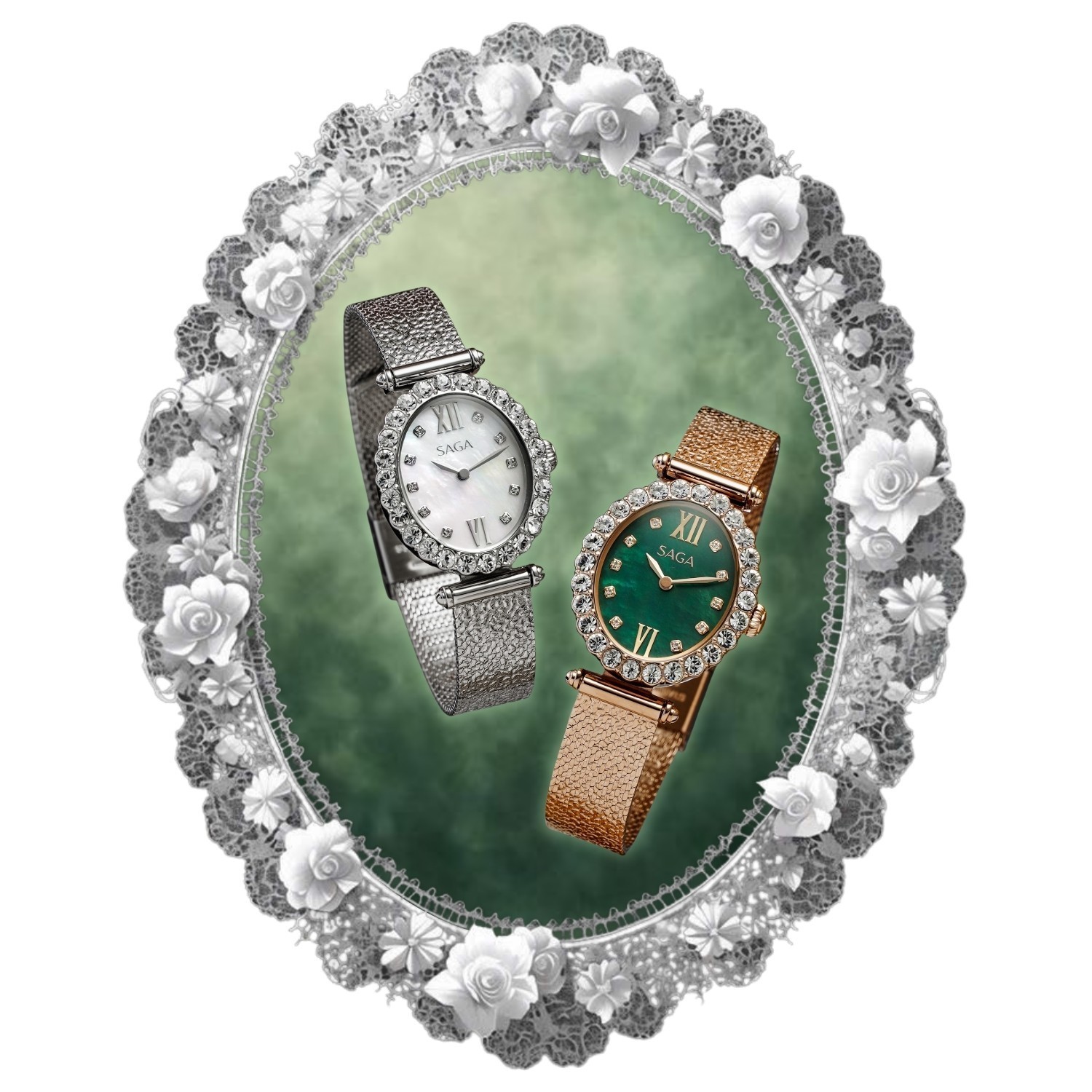 Mặt số đính đá của Saga Mirror