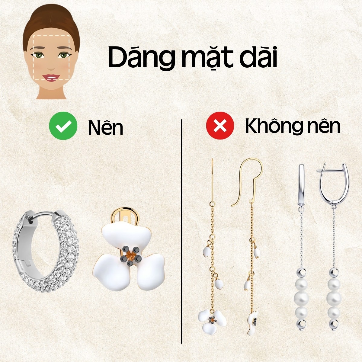 Hoa tai thời trang nữ phù hợp dáng mặt dài