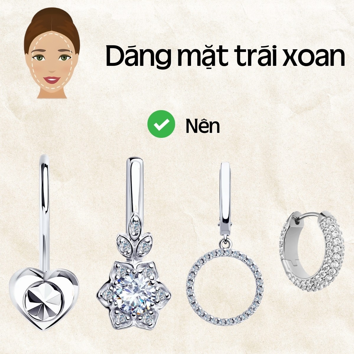 Bông tai nữ phù hợp dáng mặt trái xoan