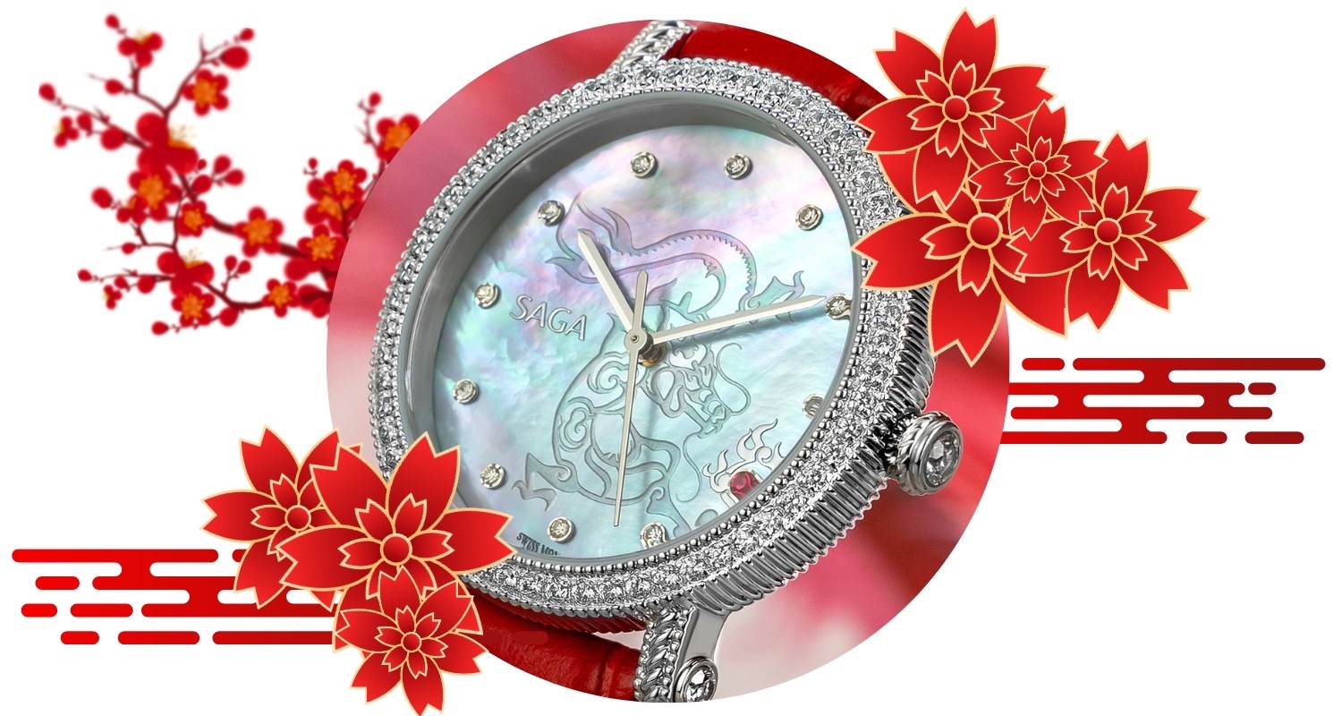 Mặt số bao quanh bởi pha lê của Saga Long Xing Da Da
