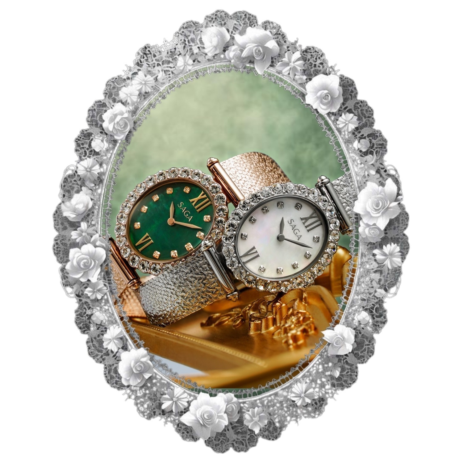 Dáng oval của đồng hồ Saga Mirror