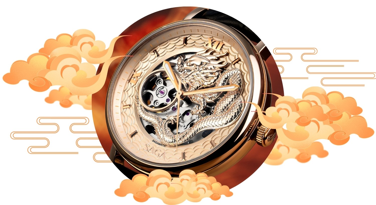 Điểm nhấn trên mặt số của Saga Long Xing Da Da