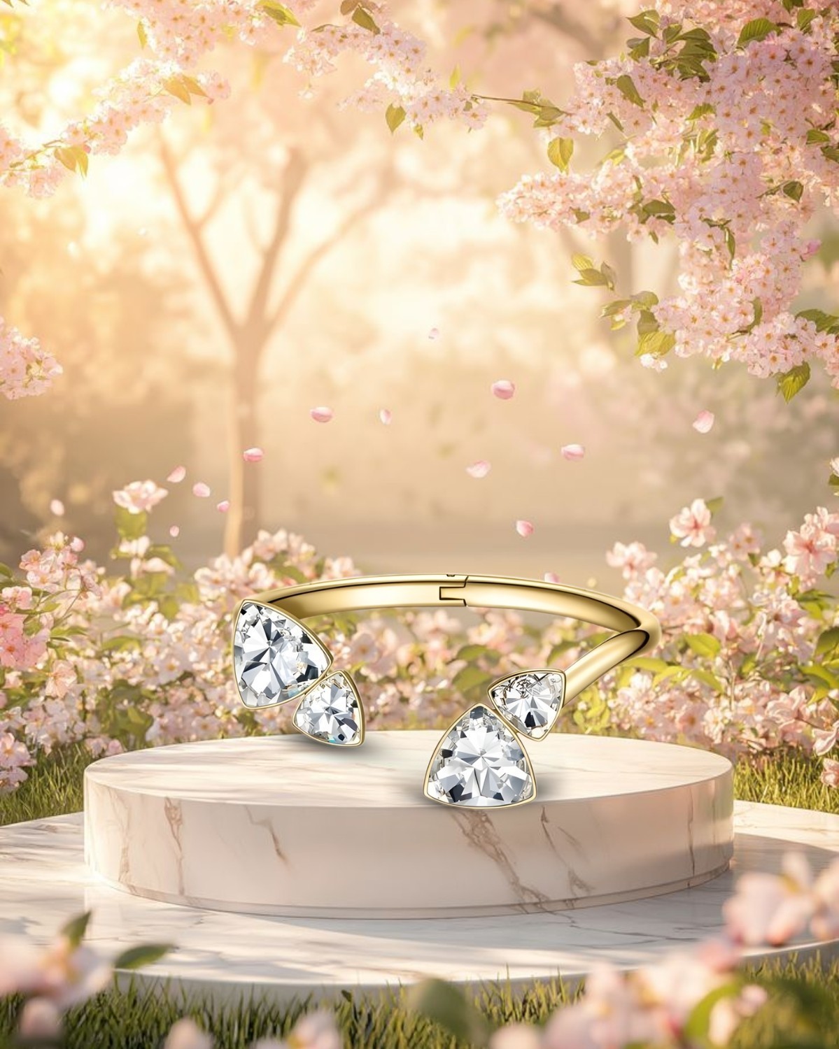 Vòng tay Cuff Saga đá trắng