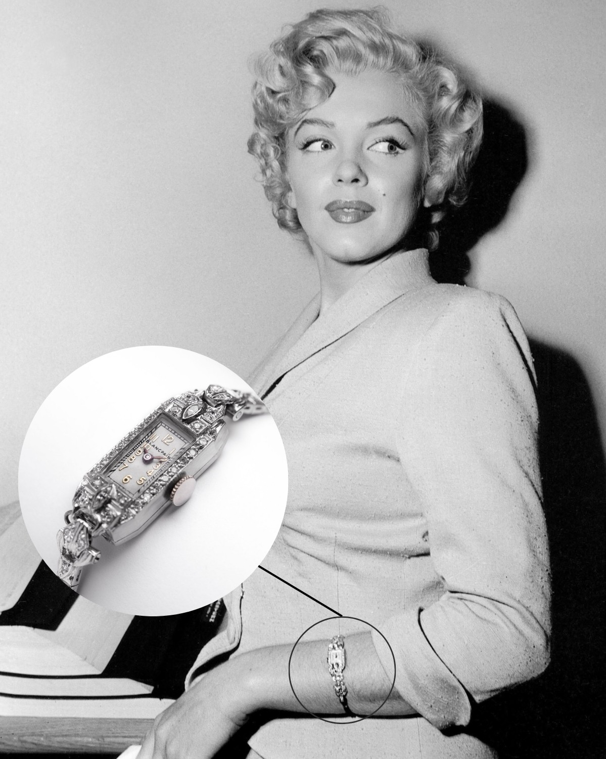 Ngôi sao Hollowood Marilyn Monroe diện đồng hồ kim cương