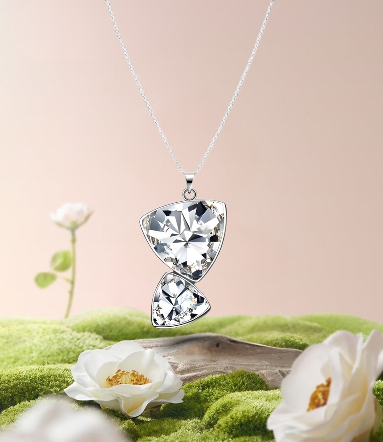 Dây chuyền nữ Saga mặt pha lê ghép đôi