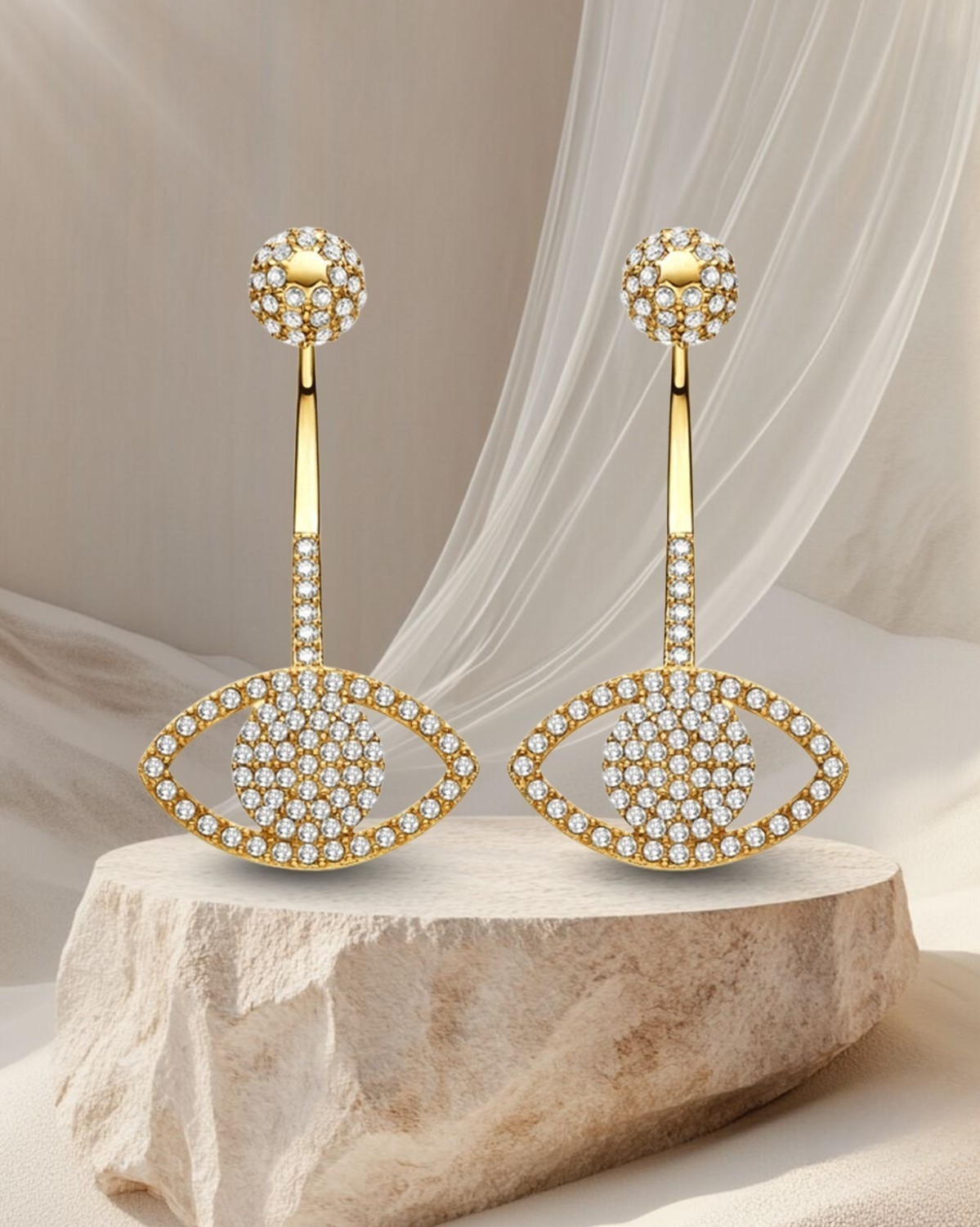 Hoa tai nữ đẹp Saga Evil Eye vàng