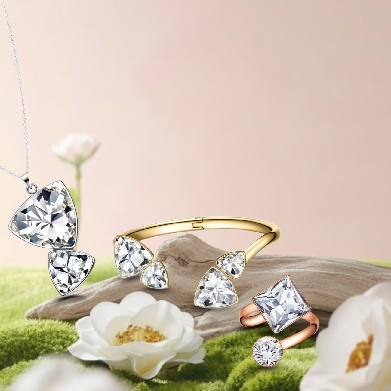 Phối dây chuyền Saga với trang sức pha lê