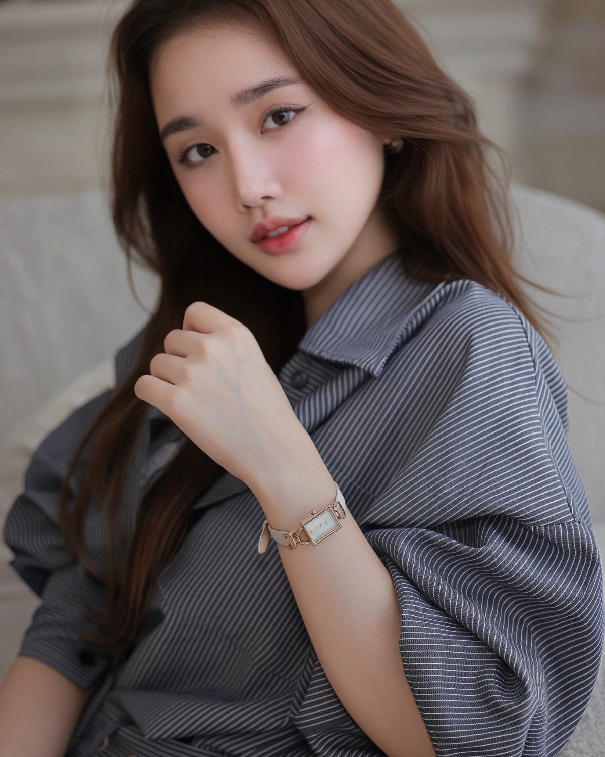 Mẫu đeo đồng hồ mặt xà cừ Saga - Ảnh 6