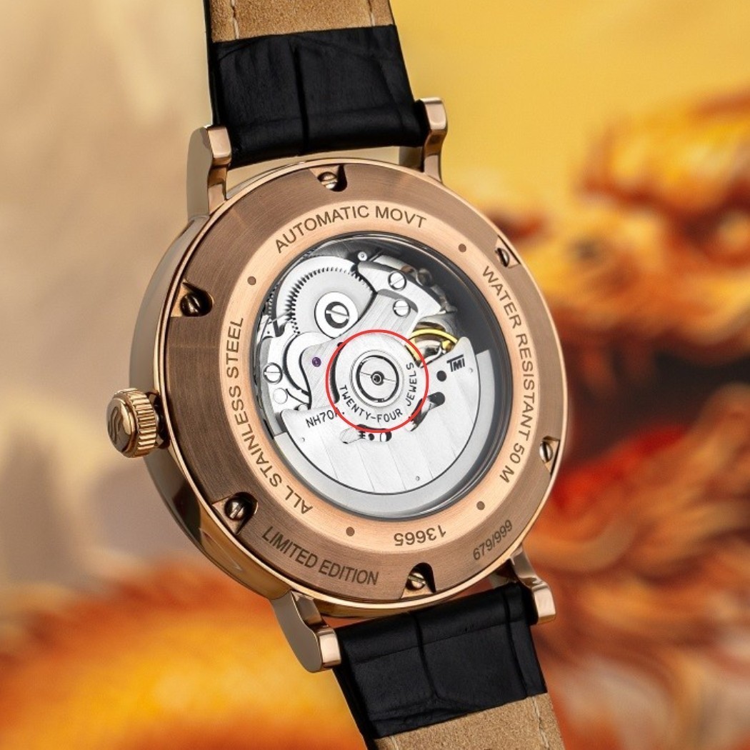 Đồng hồ Saga 13665-SVPEBK-3LH sở hữu 24 Jewels