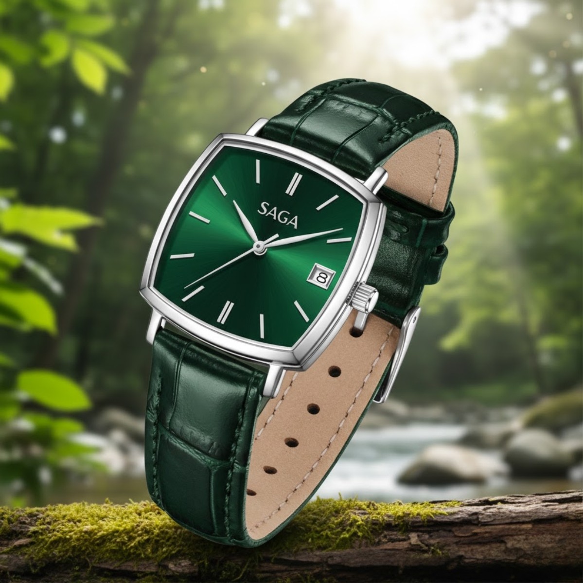 Mặt số xanh lá của đồng hồ Saga 71979-SVGRGR-2