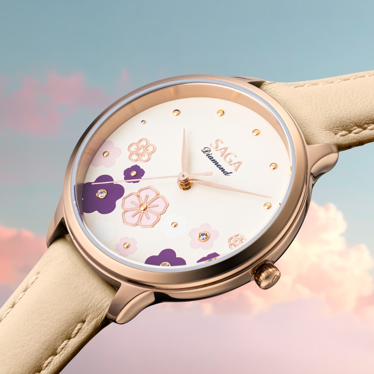 Saga Chroma Dance 54359-LGCRYL-2 – Mặt số 34mm, Mặt số đổi màu, Đính kim cương 8 Mặt số Saga 54359-LGCRYL-2 trước khi đổi màu