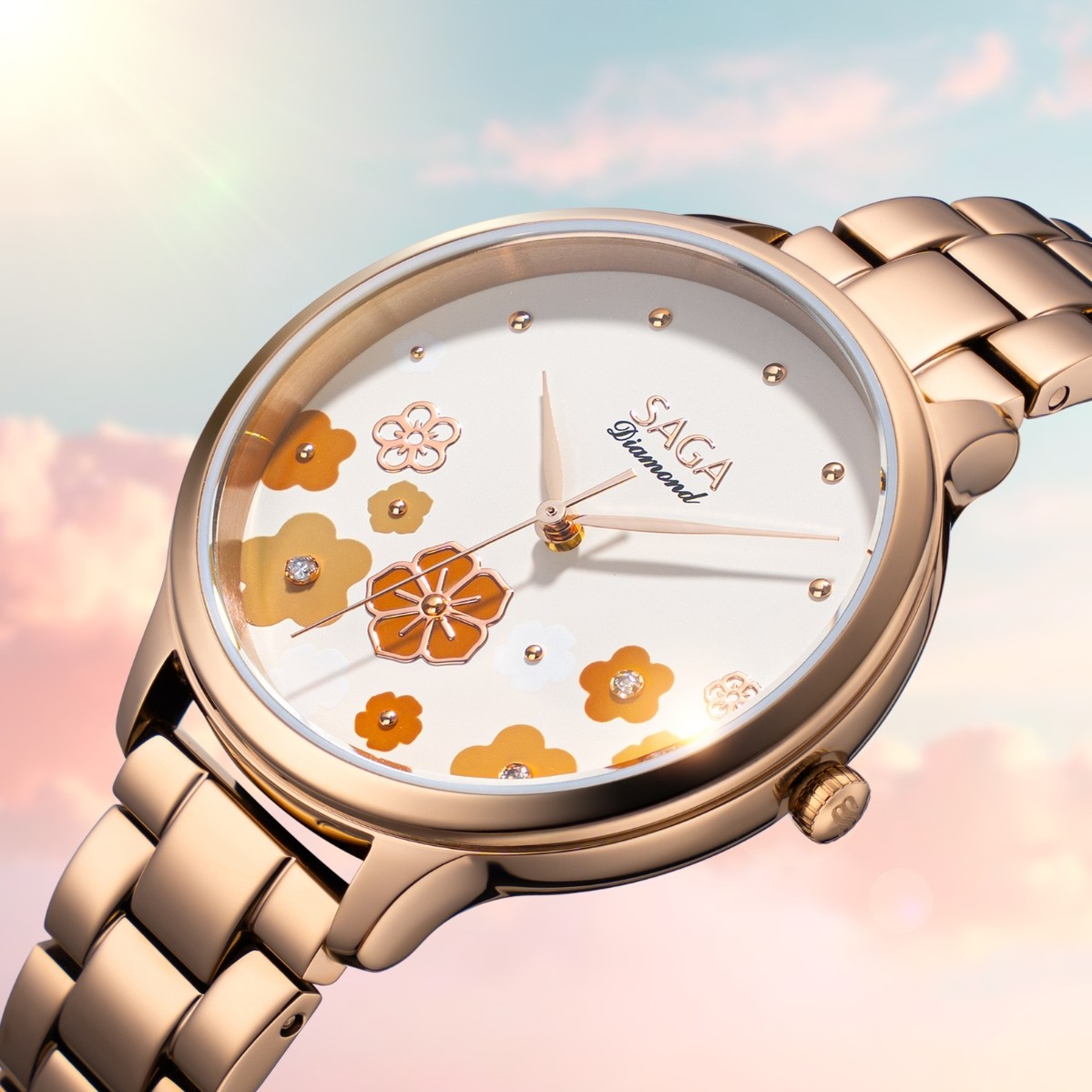 Saga Chroma Dance 54390-LGCRLG-2 – Mặt số 34mm, Mặt số đổi màu, Đính kim cương 9 Mặt số Saga 54390-LGCRLG-2 sau khi đổi màu