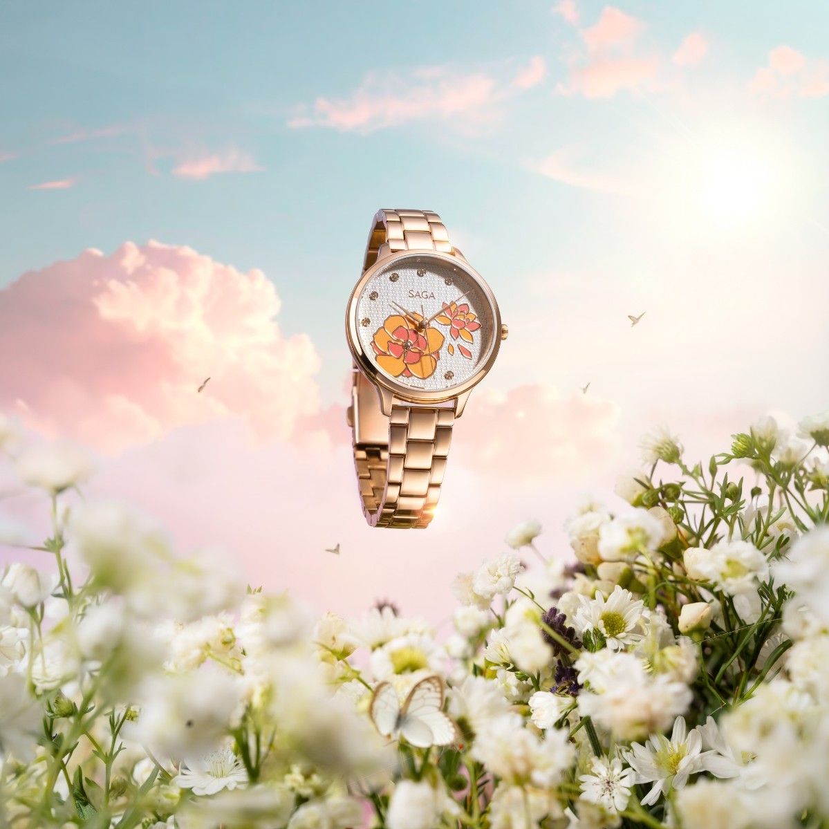 Saga Chroma Dance 54390-LGWTLG-2A – Mặt số 34mm, Mặt số đổi màu, Đính đá 12 Vẻ đẹp của đồng hồ Saga 54390-LGWTLG-2A sau khi đổi màu